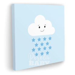 Quadro nuvem com estrelas e fundo azul 3 azul nuvem f azul Pérola Baby