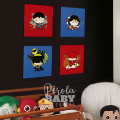 Kit 4 Quadros Heróis DC