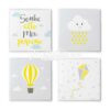 Kit 4 Quadros Sonhe Alto Pequeno Nuvem Balão Pipa Amarelo