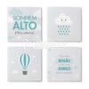 Kit 4 Quadros Sonhem Irmãos Nuvem Balão Tiffany