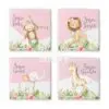 Kit 4 Quadros Safári Classic Rosa - Baby Girl
