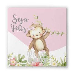 Kit 4 Quadros Safári Classic Rosa - Baby Girl