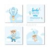Kit 4 Quadros Urso Aviador Azul