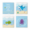 Kit 4 Quadros Fundo do Mar