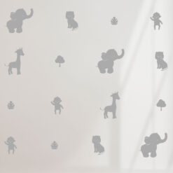 Adesivo de Parede Safári Elefante Leão Macaco Girafa