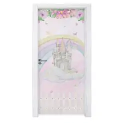 Adesivo de Porta para Quarto Arco Iris Castelo