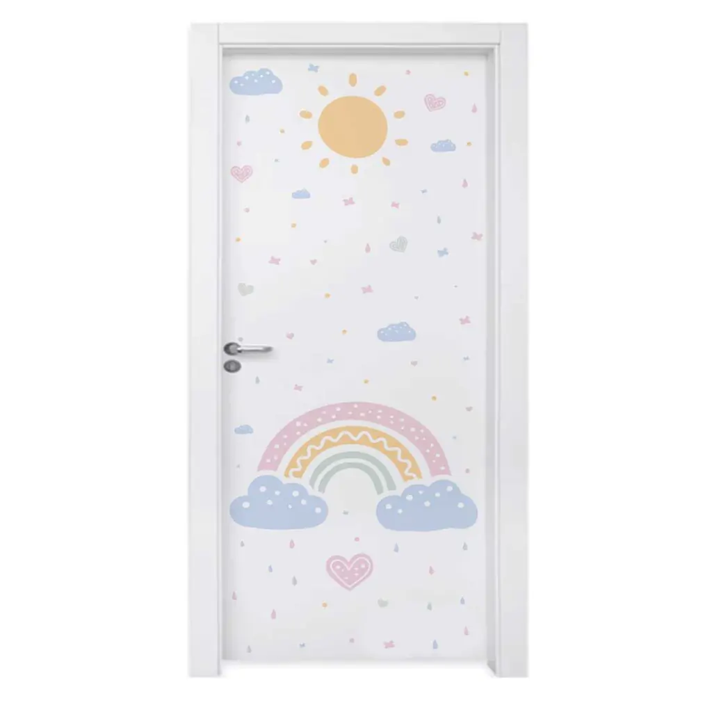 Adesivo de Porta para Quarto Arco Iris Sol 11 Adesivo de Porta para Quarto Arco Iris Sol