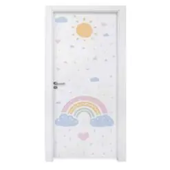 Adesivo de Porta para Quarto Arco Iris Sol