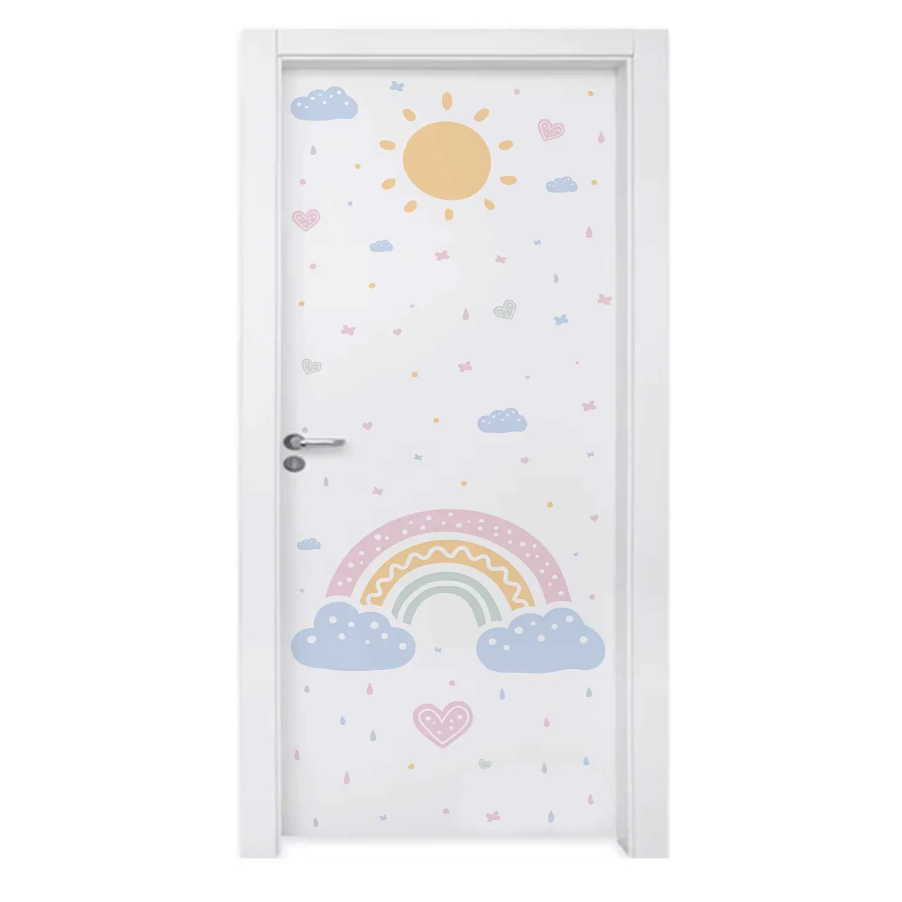 Adesivo de Porta para Quarto Arco Iris Sol 1 Adesivo de Porta para Quarto Arco Iris Sol