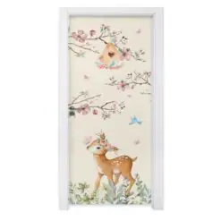 Adesivo de Porta para Quarto Jardim Galhos Bambi Bege