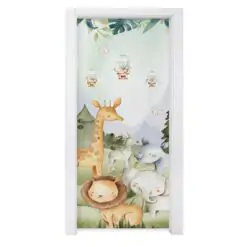 Adesivo de Porta para Quarto Safari Aquarela Verde