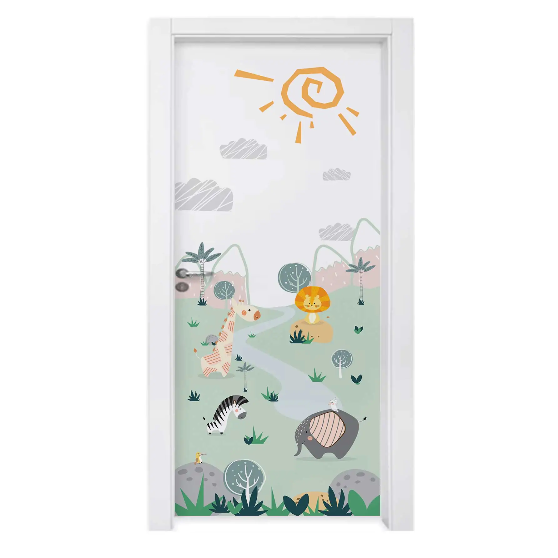 Adesivo de Porta para Quarto Safari Moderno