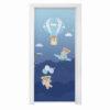 Adesivo de Porta para Quarto Ursinho Aviador Azul Escuro