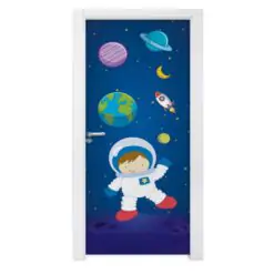 Adesivo de Porta para Quarto Astronauta