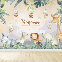 Papel de Parede Adesivo Safari Aquarela Bege