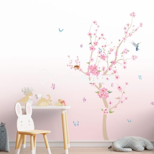 Papel de Parede Painel Adesivo Jardim Árvore Flores Sakura Blossom