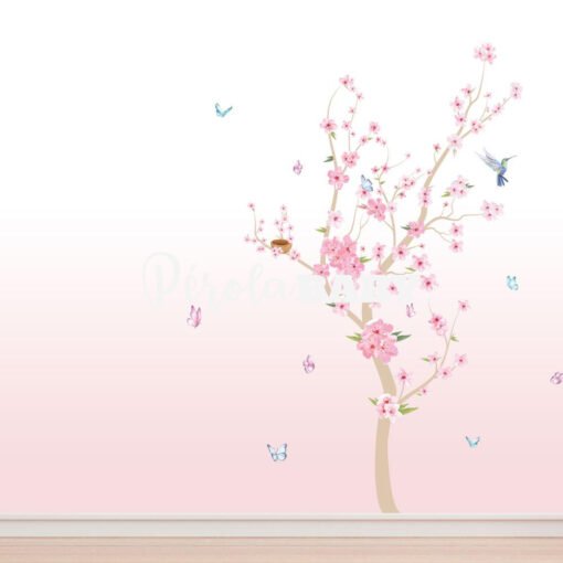 Papel de Parede Painel Adesivo Jardim Árvore Flores Sakura Blossom