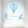 Papel de Parede Painel Adesivo Urso Aviador Azul Claro