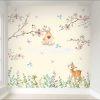 Papel de Parede Adesivo Jardim Galhos Flores Bege