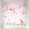 Papel de Parede Adesivo Jardim Galhos Flores Rosa