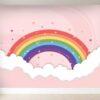 Papel de Parede Adesivo Arco-íris Nuvens Corações