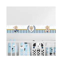 Faixa Adesiva Decorativa Urso Príncipe Azul Marinho listras