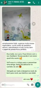 Papel de Parede Infantil Depoimento de Cliente Satisfeita