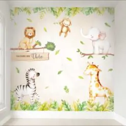 Papel de Parede Painel Adesivo Safári Galho Placa Bege
