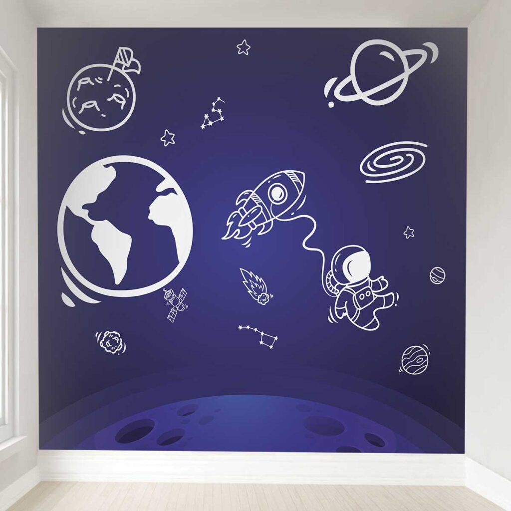 Papel de Parede Infantil Astronauta Desenho Desenho 37 Papel de Parede Infantil Astronauta Desenho