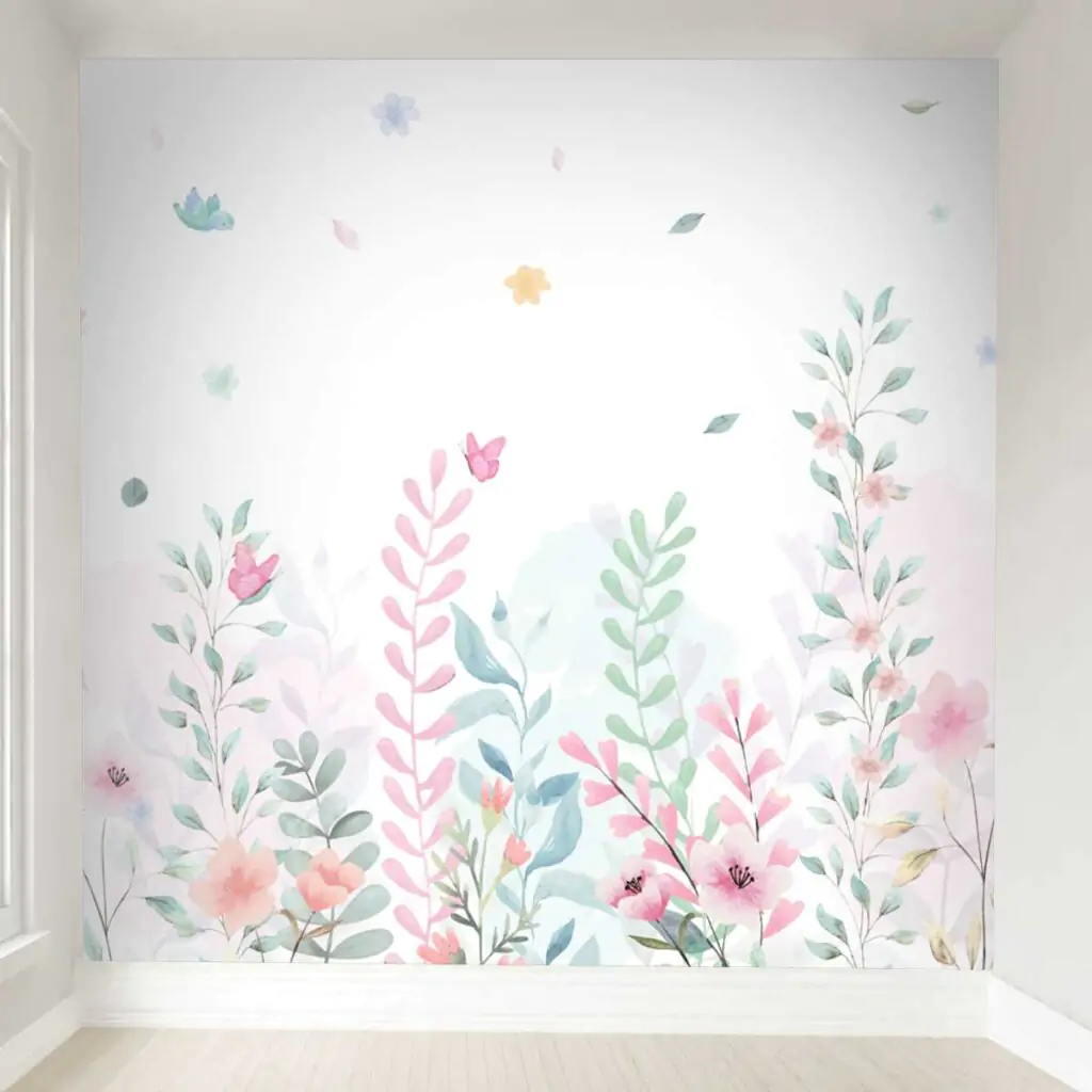 Papel de Parede Jardim Flores Aquarelado 37 Papel de Parede Jardim Flores Aquarelado
