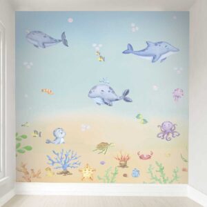 Papel de Parede Fundo do Mar Aquarela